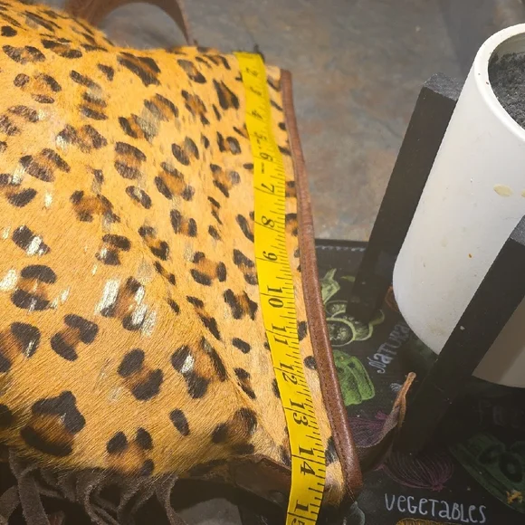 American Darling Leopard and Brown Fringe Shoulder Bag - Picture 7 of 10